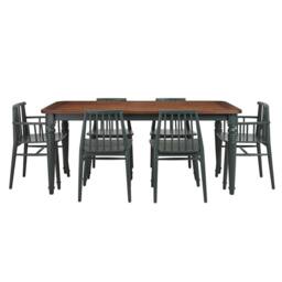 Statement Furniture Queensbury Large Dining Table with Oak Top in Bottle Green - thumbnail 4