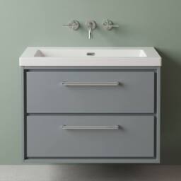 Balterley Modern Bathroom 2 Soft Close Drawer Wall Hung, Grey, 800mm in Grey - thumbnail 3