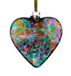 Sienna Glass 12cm Friendship Heart Multicoloured Turquoise in Green