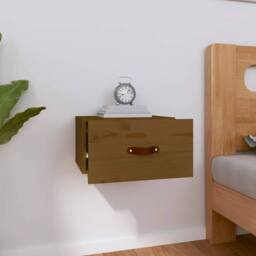 Berkfield Home Wall-mounted Bedside Cabinet Honey Brown 40x29.5x22 cm - thumbnail 3