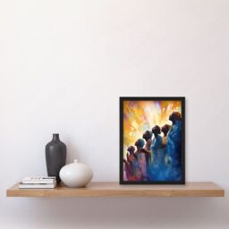 Artery8 Female Gospel Choir Group Singing Hymns Modern Watercolour Painting Artwork Framed Wall Art Print A4 in Black - thumbnail 2
