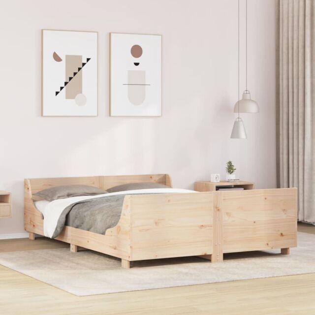 Berkfield Home Bed Frame without Mattress 150x200 cm King Size Solid Wood Pine in Brown - image 1