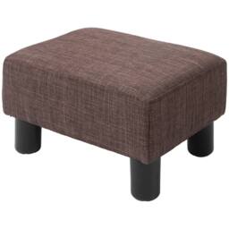 Havendro Chic Linen Fabric Footstool Ottoman Cube with 4 Plastic in Brown - thumbnail 6
