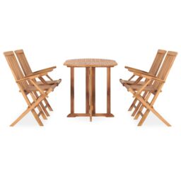 Berkfield Home 5 Piece Folding Outdoor Dining Set Solid Teak Wood in Brown - thumbnail 2