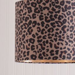 ValueLights Oasis Leopard Fabric with Metallic Gold Inner Drum Ceiling Lamp Shade - thumbnail 4