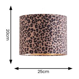 ValueLights Oasis Leopard Fabric with Metallic Gold Inner Drum Ceiling Lamp Shade - thumbnail 5