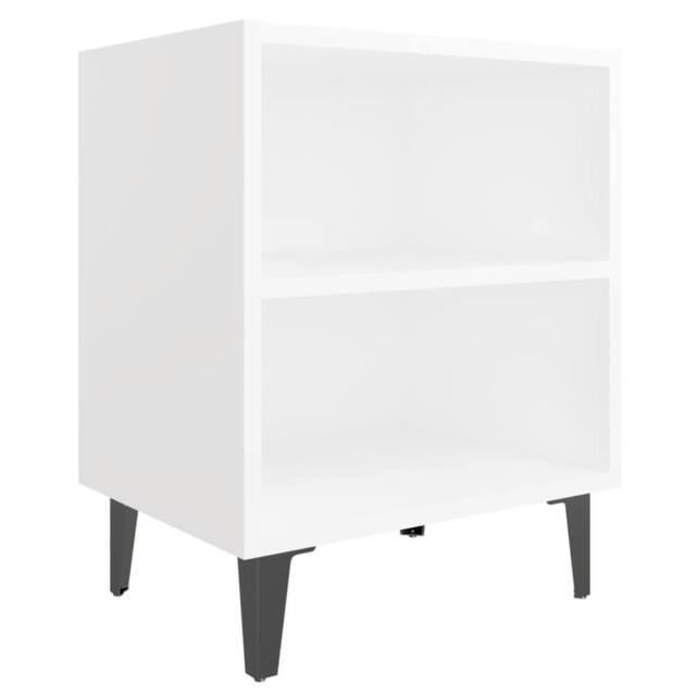 Berkfield Home Sturdy Bed Cabinets with Metal Legs 2 pcs White 40x30x50 cm - Size: 40 x 30 x 50 cm - image 1