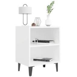 Berkfield Home Sturdy Bed Cabinets with Metal Legs 2 pcs White 40x30x50 cm - Size: 40 x 30 x 50 cm - thumbnail 4