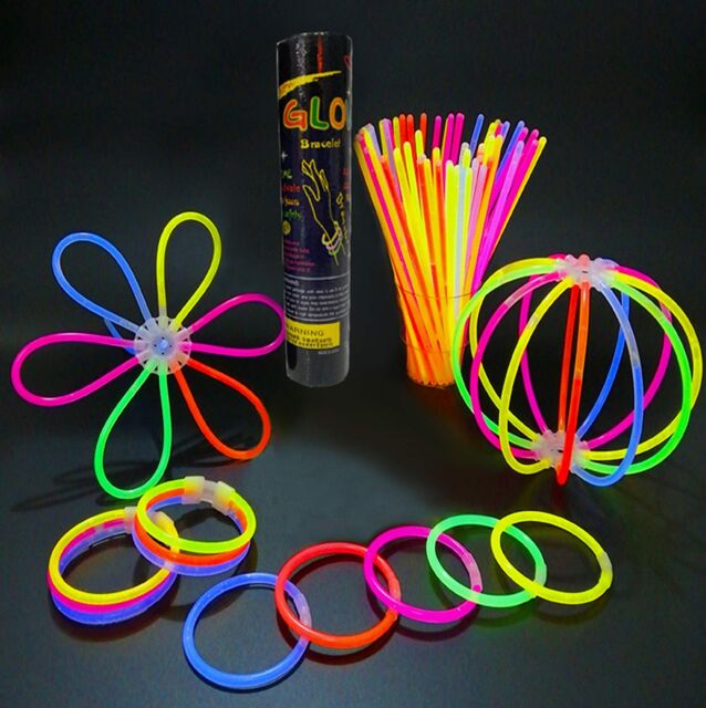 Shatchi 8Inches Glow in the Dark: 100 Glowsticks Bracelets with Connectors - Illuminate Your Fun - image 1