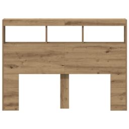 Berkfield Home Headboard Cabinet with LED Artisan Oak 140x17x102 cm in Brown - Size: 140 x 17 x 102 cm - thumbnail 7