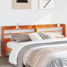 Berkfield Home Headboard with Shelves Wax Brown 200 cm Solid Wood Pine - thumbnail 2