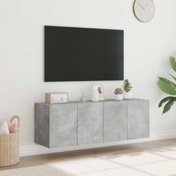 Berkfield Home TV Wall Cabinets with LED Lights 2 pcs Concrete Grey 60x35x41 cm - Size: 60 x 35 x 41 cm - thumbnail 4