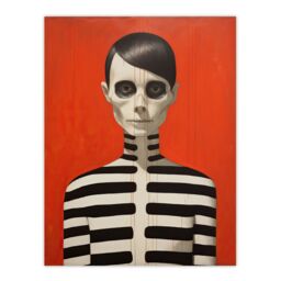 "Artery8 Wall Art Print Emo Phase By Ryan Ramirez Black On Orange Coral Skeleton Bold Vibrant Halloween Artwork Painting Poster - Size: W12"" x H16""" - thumbnail 1