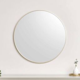 Melody Maison Large Round Champagne Wall Mirror - 80cm X 80cm in Metallic Gold - Size: 80 cm X 80 cm - thumbnail 2
