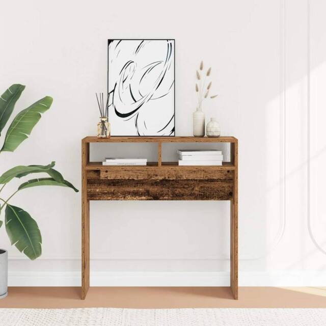 Berkfield Home Console Table Old Wood 78x30x80 cm Engineered Wood in Brown - Size: 78 x 30 x 80 cm - image 1