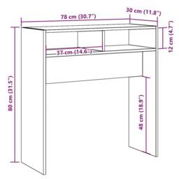 Berkfield Home Console Table Old Wood 78x30x80 cm Engineered Wood in Brown - Size: 78 x 30 x 80 cm - thumbnail 9
