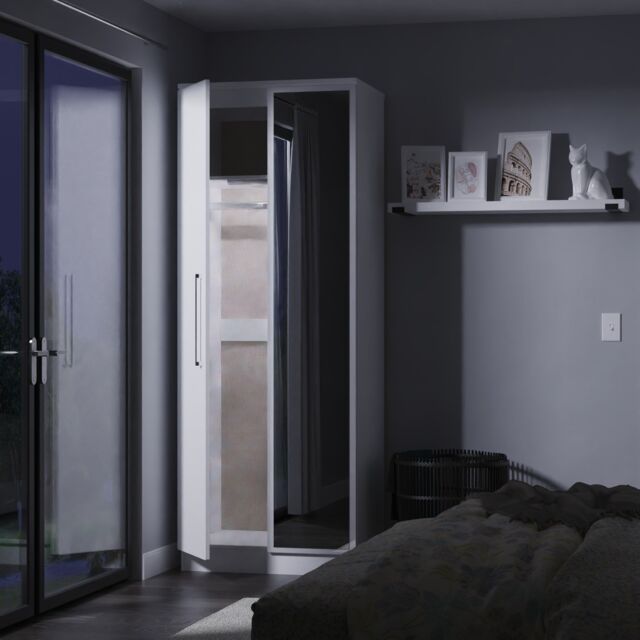 Ready Assembled 2 U Lyon Tall Double Mirror Wardrobe (Ready Assembled) in White - Size: Large - image 1