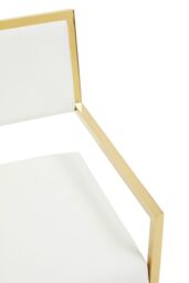 Orsina Leather Effect Dining Chair, Cut-Out Back Gold Finish Accent Chair, Velvet Upholstery Dining Chair in White - thumbnail 5