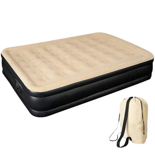 Kelvenix HIGH RAISED DOUBLE AIR BED Inflatable High Raised AirBed Mattress in Beige - image 1
