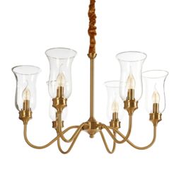 Orsina Traditional Ceiling Light With 6 Arms, Warm Metallic Finish Classic Ceiling Fixture, Glass Ceiling Light in Gold - thumbnail 5