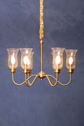 Orsina Traditional Ceiling Light With 6 Arms, Warm Metallic Finish Classic Ceiling Fixture, Glass Ceiling Light in Gold - thumbnail 2