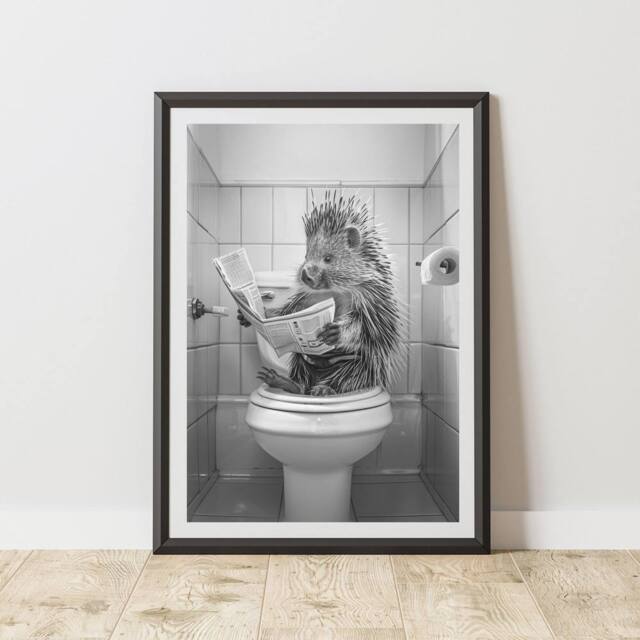 60 SECOND MAKEOVER Porcupine On The Toilet Animal Print - Size: A4 - image 1