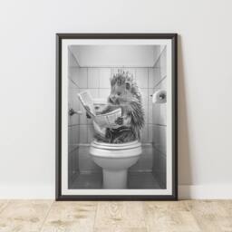 60 SECOND MAKEOVER Porcupine On The Toilet Animal Print - Size: A4 - thumbnail 1