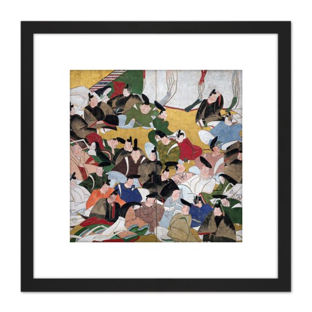 Artery8 Kagei 36 Thirty Six Immortal Japan Poets 8X8 Inch Square Wooden Framed Wall Art Print Picture with Mount in Black - image 1