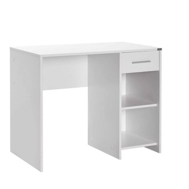 Havendro Matt White Study Desk 1 Drawer Two Shelves Metal Handles - image 1