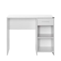 Havendro Matt White Study Desk 1 Drawer Two Shelves Metal Handles - thumbnail 4