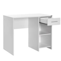 Havendro Matt White Study Desk 1 Drawer Two Shelves Metal Handles - thumbnail 3