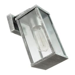 Happy Homewares Traditional Black Silver Outdoor Lantern Wall Light Fitting with Glass Sides - thumbnail 5