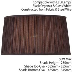 "Loops 17"" Luxury Oval Straight Sided Lamp Shade Black Pleated Organza Modern Elegant" - thumbnail 2