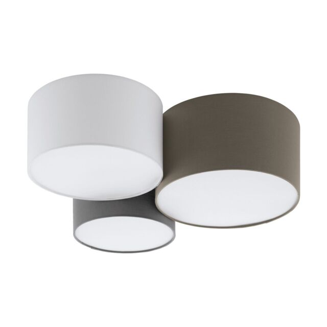 Loops Wall Flush Ceiling Light White Anthracite Brown White Grey Fabric Bulb E27 3x60W - image 1