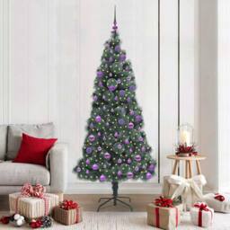 Berkfield Home Elegant Artificial Pre-lit Christmas Tree with Ball Set Green 180 cm - thumbnail 2