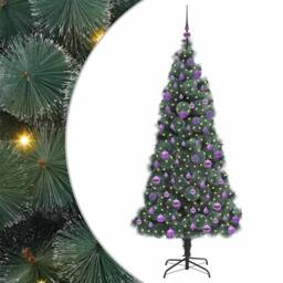 Berkfield Home Elegant Artificial Pre-lit Christmas Tree with Ball Set Green 180 cm - thumbnail 3
