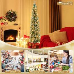 Costway 7FT Half Christmas Tree with 403 Branch Tips & 150 Lights in Green - thumbnail 6