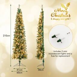 Costway 7FT Half Christmas Tree with 403 Branch Tips & 150 Lights in Green - thumbnail 3