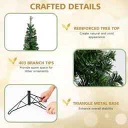 Costway 7FT Half Christmas Tree with 403 Branch Tips & 150 Lights in Green - thumbnail 2