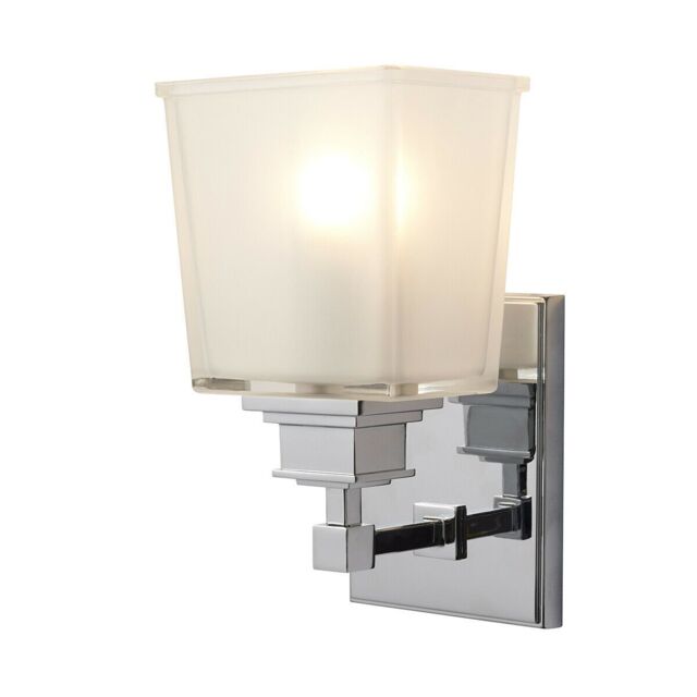 Loops IP44 Wall Square Shaped Opal Glass Shade Polished Chrome LED G9 3.5W in Clear