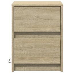 Berkfield Home Bedside Cabinets with LED Lights 2 pcs Sonoma Oak Engineered Wood in Brown - thumbnail 6