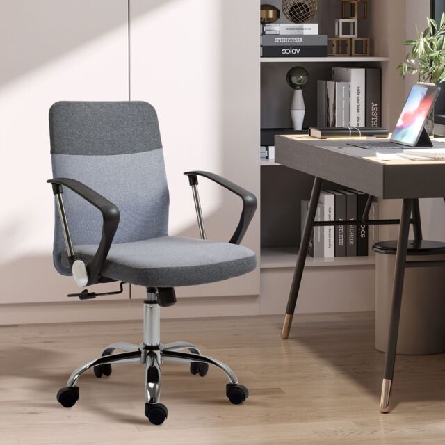 VINSETTO Office Chair Linen Fabric Swivel Desk Chair Home Study Rocker in Grey - image 1