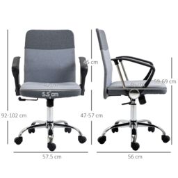 VINSETTO Office Chair Linen Fabric Swivel Desk Chair Home Study Rocker in Grey - thumbnail 3