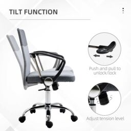VINSETTO Office Chair Linen Fabric Swivel Desk Chair Home Study Rocker in Grey - thumbnail 5