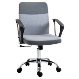 VINSETTO Office Chair Linen Fabric Swivel Desk Chair Home Study Rocker in Grey - thumbnail 2