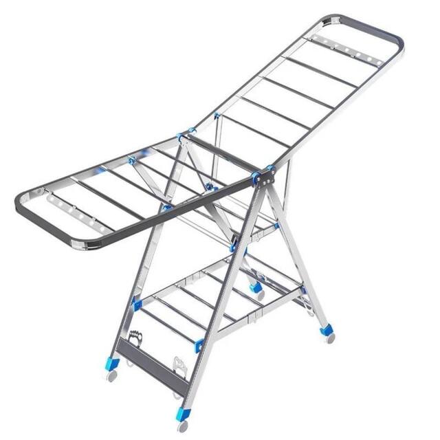 KORVIXA 3 Tier Clothes Shoes Dryer Airer Foldable Laundry Rack in Silver - Size: 900mm - image 1