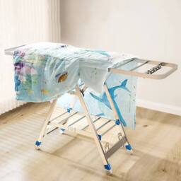 KORVIXA 3 Tier Clothes Shoes Dryer Airer Foldable Laundry Rack in Silver - Size: 900mm - thumbnail 5