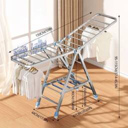 KORVIXA 3 Tier Clothes Shoes Dryer Airer Foldable Laundry Rack in Silver - Size: 900mm - thumbnail 2
