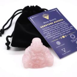 KDMD Rose Quartz Small Buddha Figurine - Love & Serenity Decor & Gift in Light Pink - thumbnail 3