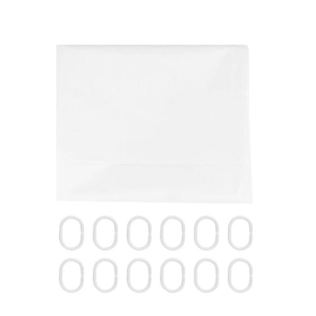 VOGREX 180x180cm Waterproof Plain PEVA Shower Curtain with Hooks UK in White - Size: 180x180 cm - image 1
